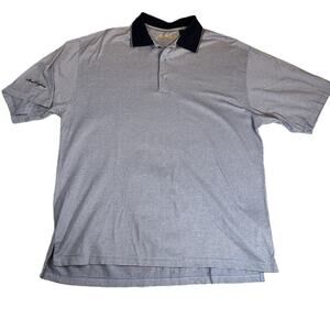 Ben Hogan Double Mercerized Cotton Polo Shirt Men's L Blue Striped Dressy Casual